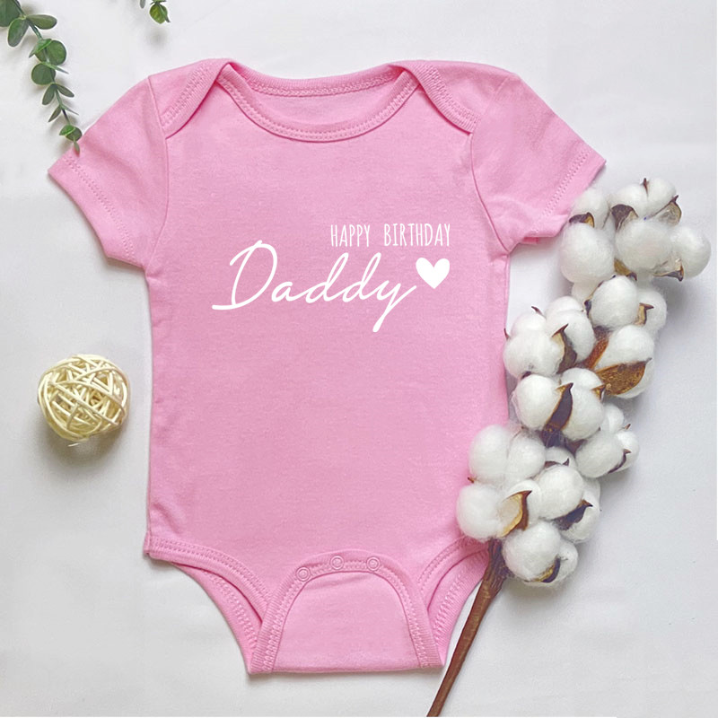 Gelukkige Verjaardag Daddy Letters Print Baby Bodysuit Baby Groeien Voor Baby Peuter Jongens Meisje 100% Katoen Romper Jumpsuit