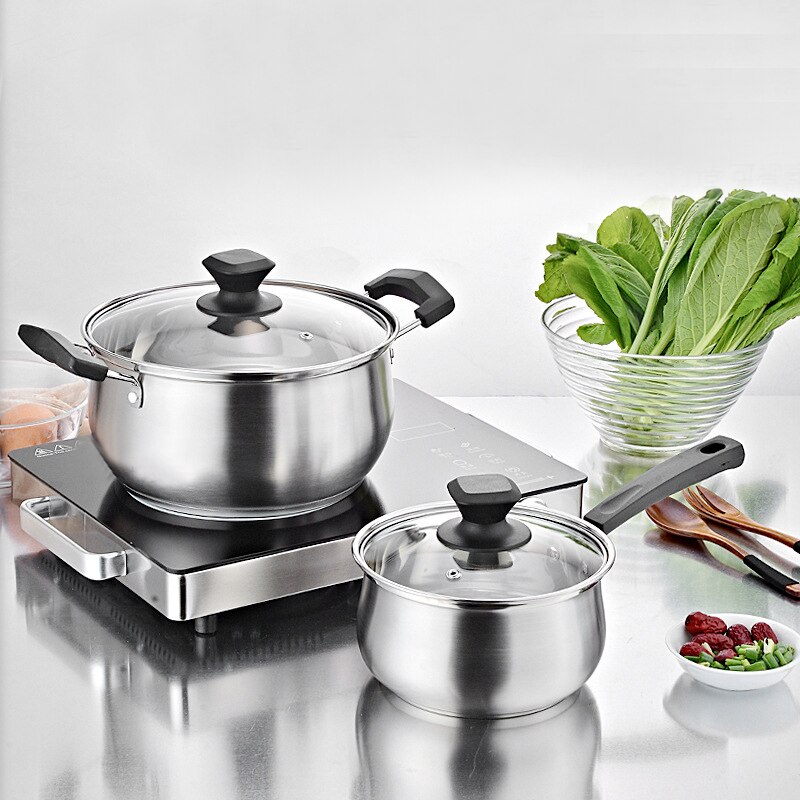 1 ud. De olla de acero inoxidable con base Extra alta, utensilios de cocina, cocina de inducción, sopa y ollas para el hogar