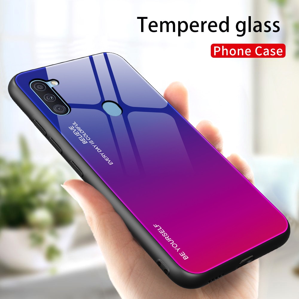 Gradient Tempered Glass Phone Case For Samsung Galaxy A11 A31 Cover Case Samsun A11 A31 A 11 31 A3 A1 1 Protective Case Funda