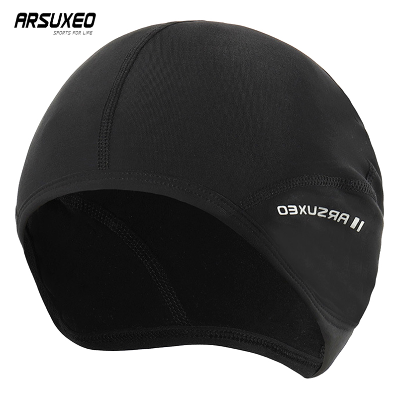 ARSUXEO Road Thermal Cycling Cap Spring Winter Bike Hat Head Cap for Men Fleece Cap Gorra Deportiva Bicycle Cap