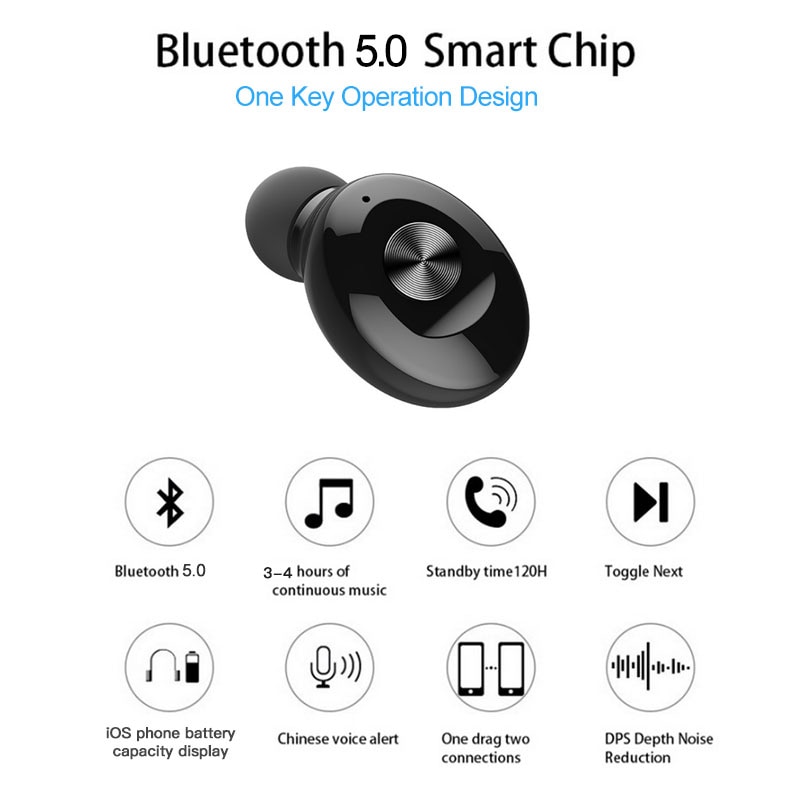 XG12 Bluetooth 5.0 Oortelefoon Stereo Draadloze Oordopjes Hifi Sound Sport Oortelefoon Mini Handsfree Headset Met Microfoon Voor Alle Smartphones