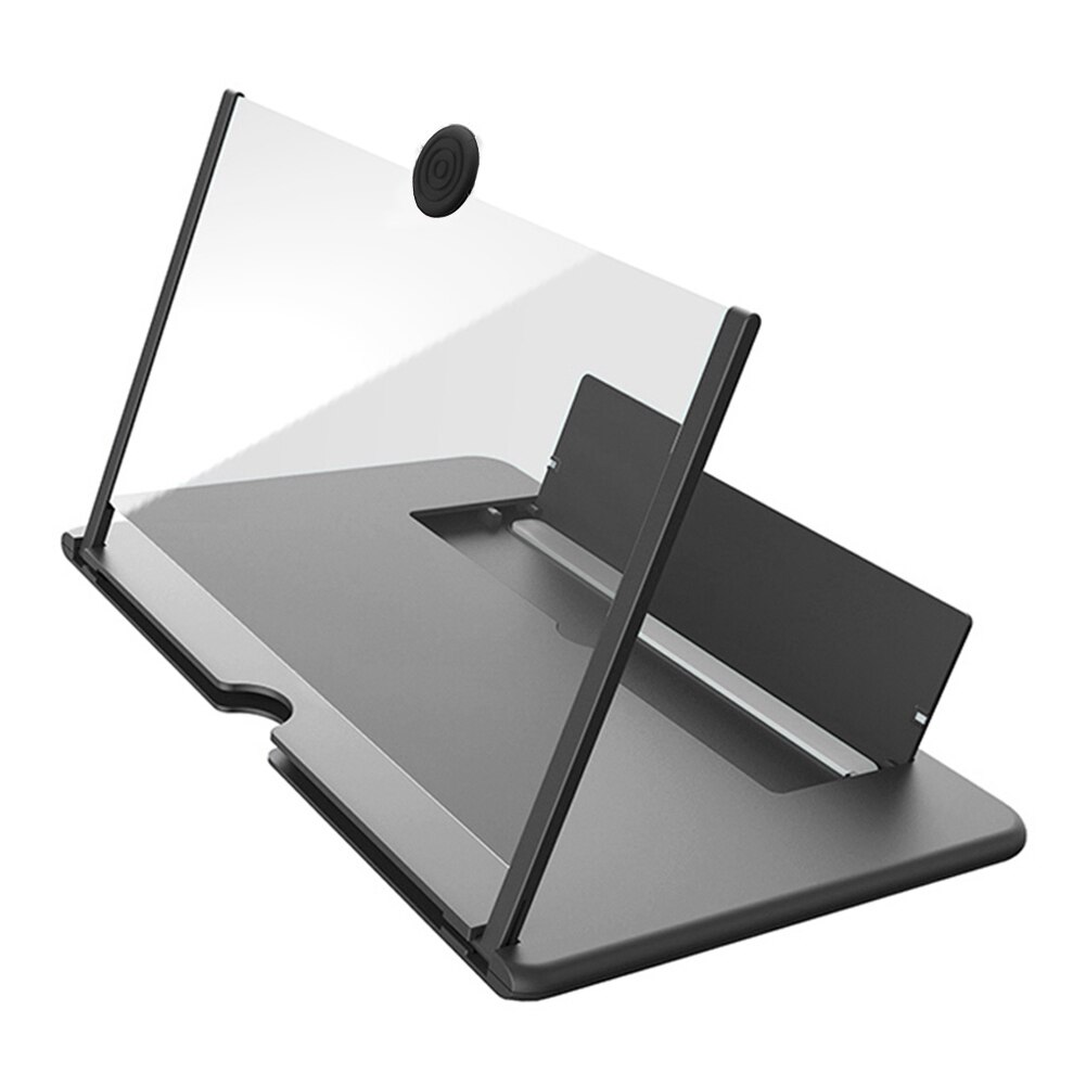 12 tommer 3d mobiltelefon skærm forstørrelsesglas hd video forstærker stander beslag se 3d film smart telefon beslag holder: Sort