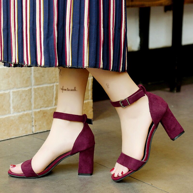 tacones de correa de tobillo sandalias de Mujer Zapatos de verano Mujer punta abierta grueso tacones altos sandalias para vestido de tamaño grande 40