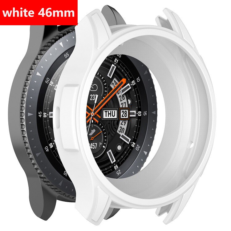 Gear S3 Frontier Case For Samsung Galaxy Watch 46mm band gear S3 Silicone Protect Cover Protective shell Watch Accessories: white 46mm