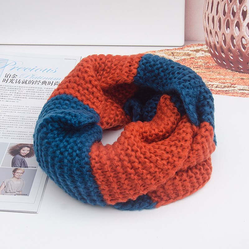 Snoodd Scarf Knitted Winter Warm Infinity Women Ring Scarf Color Matching Soft Neck Loop Circle Foulard Femme: color1