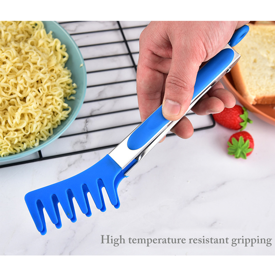 Pince à nouilles en Nylon et Silicone, 9 pouces, pinces à Spaghetti, poignée en acier inoxydable, ustensiles de cuisine, accessoires de cuisine