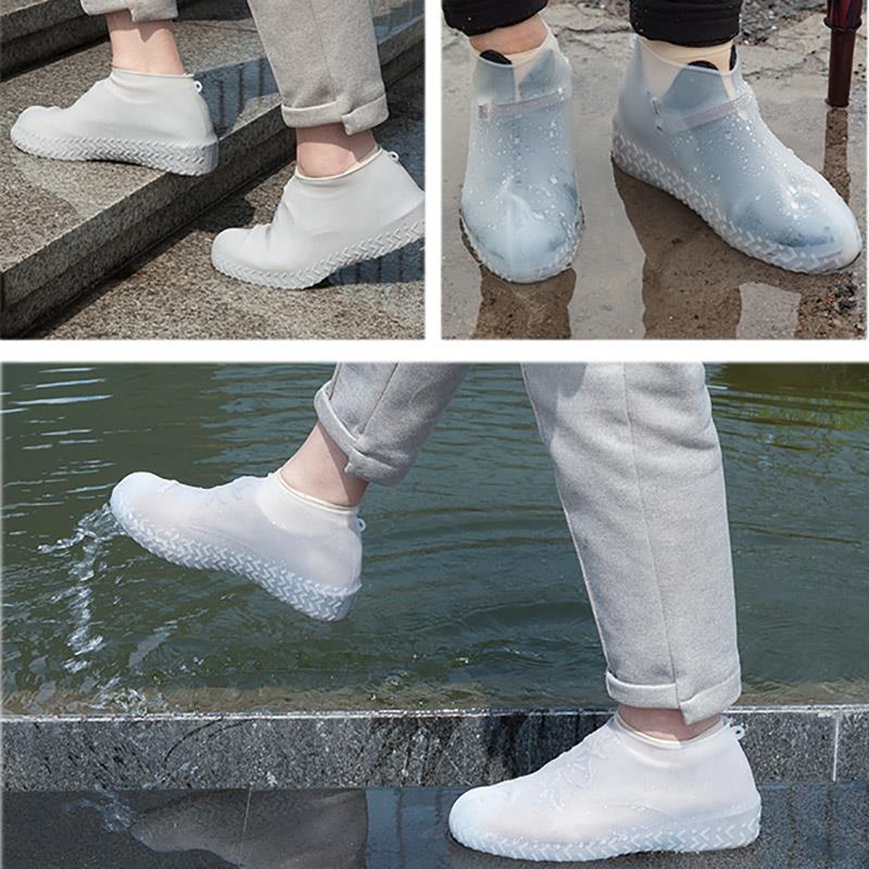 Genanvendelige skoovertræk vandtætte silikone regnstøvler overshoes kvinder mænd anti-slip udendørs sko beskytter sag tilbehør