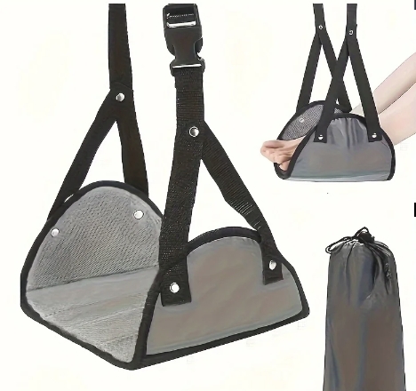Hamacas de pie ajustables para viaje, coche, descanso de avión, colgante de oficina, almohadillas de pie de soporte de pierna simple, hamacas de pie: Gris claro
