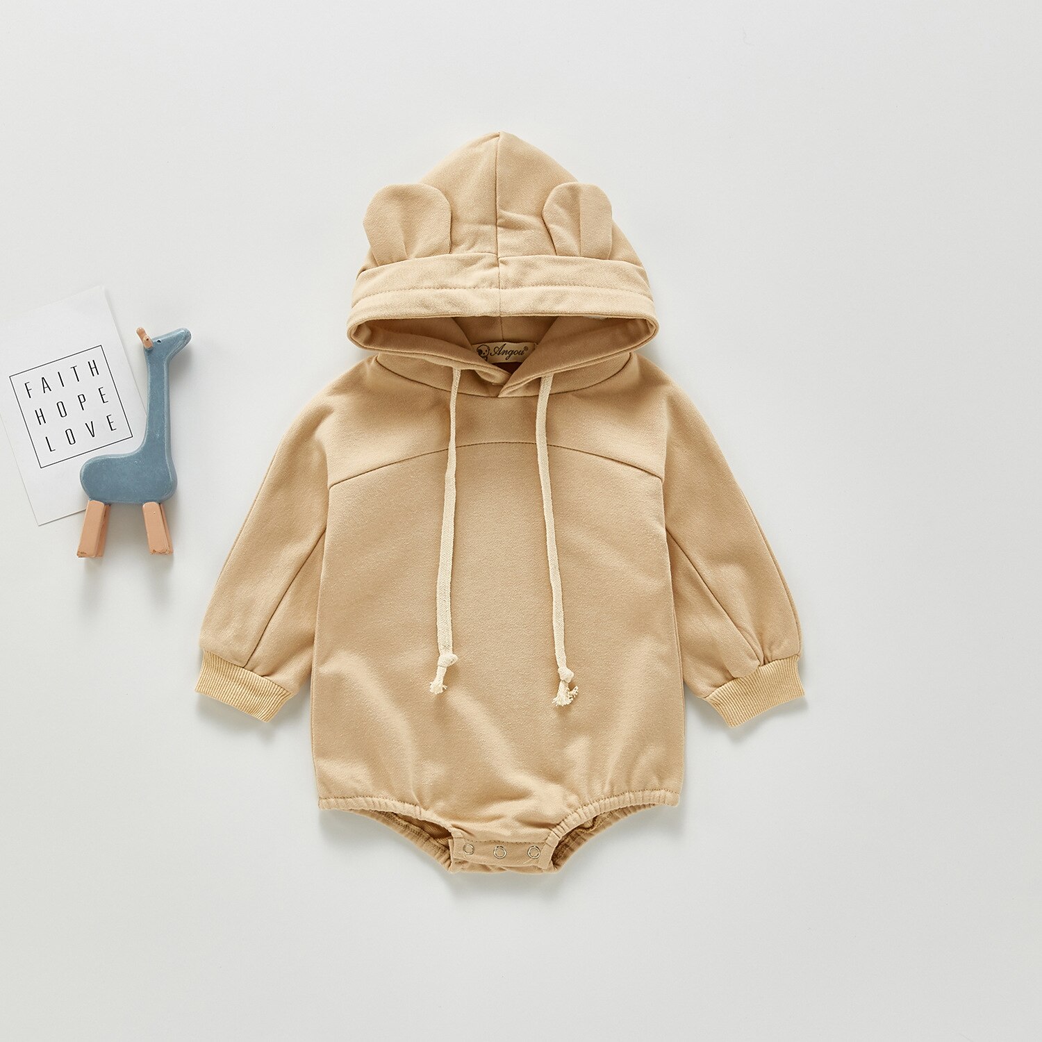 Monos con capucha de oso de dibujos animados para bebé, niños y chicas chicos niños, ropa de un Color, novedad primavera: 211H02apricot / 6M   66cm