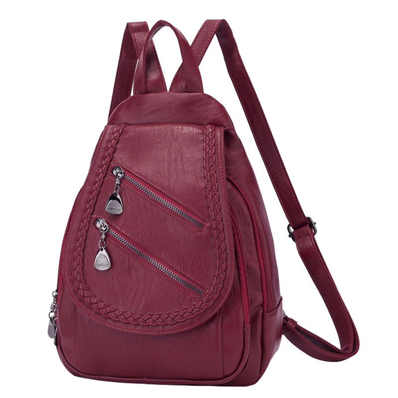 Frauen Leder Rucksack Frauen Studenten Schule Tasche Große Rucksäcke Multifunktions Reisetaschen Mochila Damen Bagpack B9385