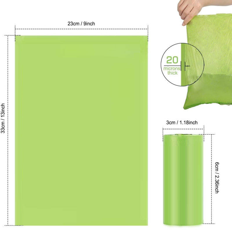 Bolsa Biodegradable para caca de perro, Extra gruesa, fuerte, con dispensador, accesorios para mascotas al aire libre