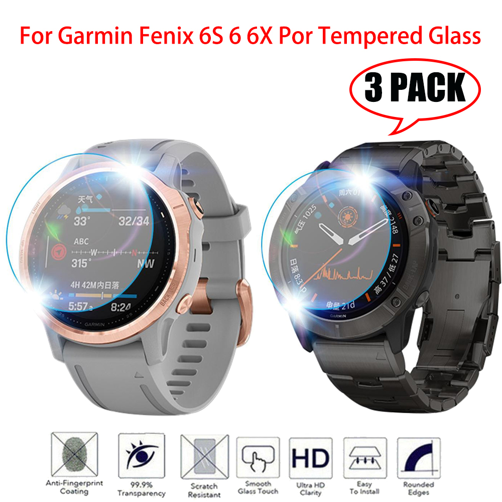 3 stk herdet glass for for garmin fenix 5 5s plus 6s 6x 6 pro ultra klar filmbeskyttelse premium skjermbeskytter tilbehør glass