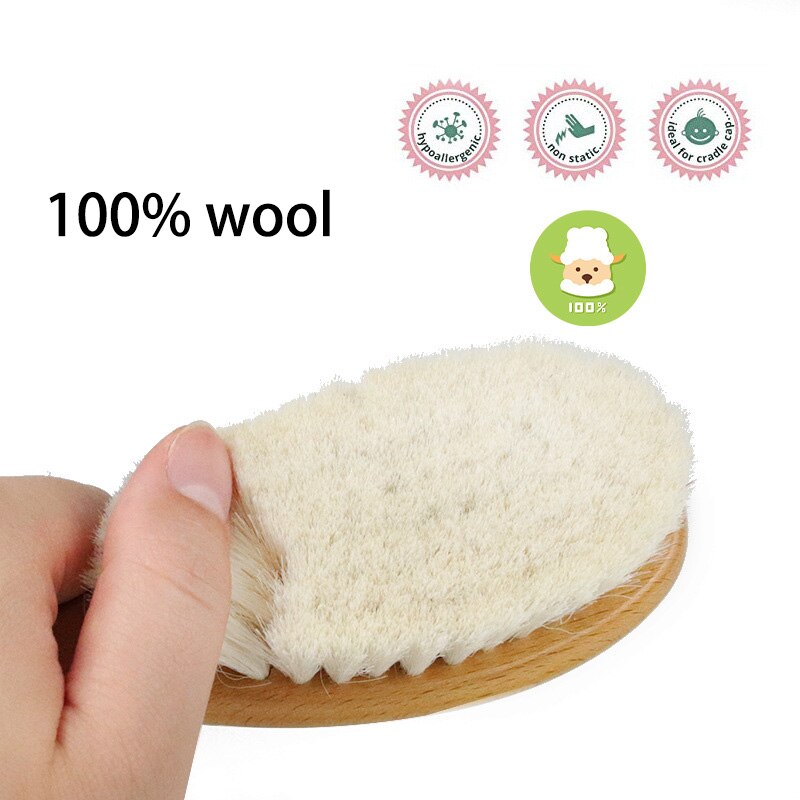 Baby Wooden Brush Comb Baby Care Pure Natural Wool Brush Hair Brush Newborn Infant Hair Brush Comb Head Massager