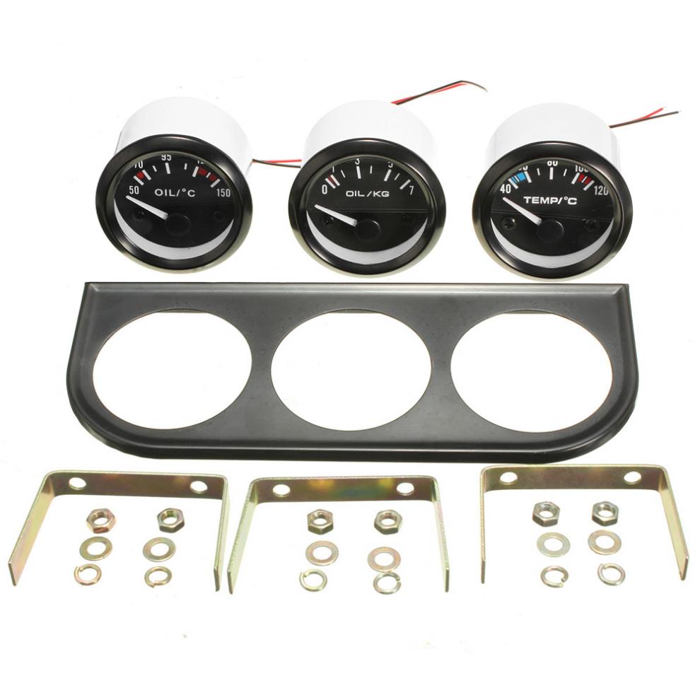 52Mm Triple Kit Olie Temp Water Temp Temperatuur Oliedruk Sensor Voertuig Auto Meter Gauge