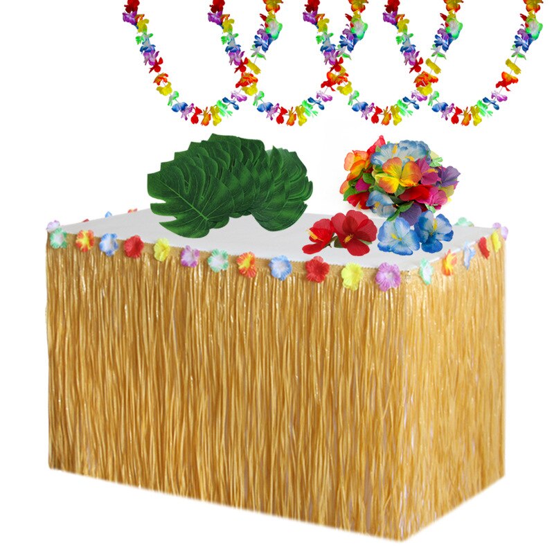 109/149pcs Table Skirt Raffia Style Fringe Party Decoration Kit for Tiki Tropical Hawaii or Moana Themed Birthday JS22