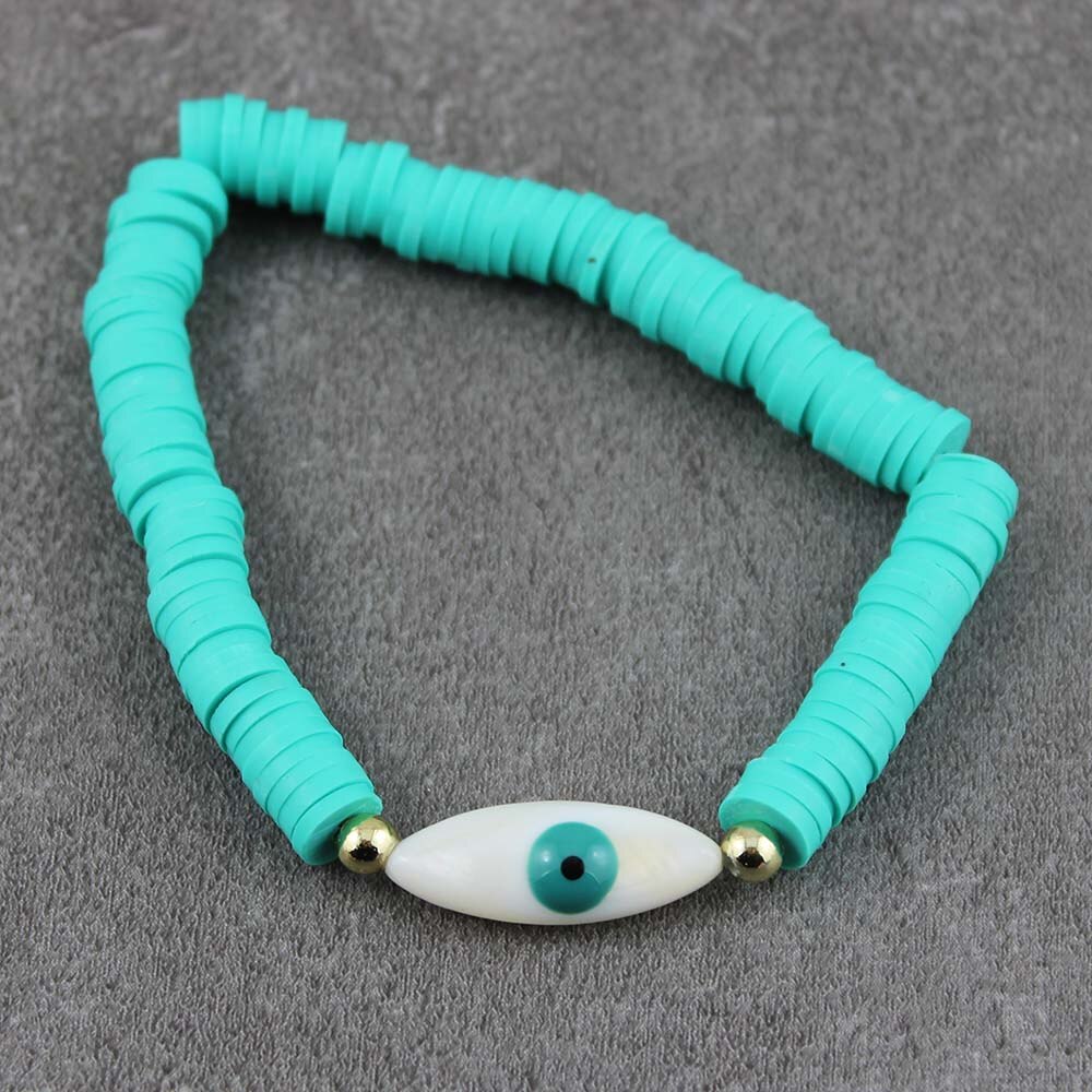 Ga Naar Het Strand Voor Zomer Armbanden Voor Vrouwen Kleurrijke Polymeer Klei Kralen Armband Eye Shell Armbanden: color7