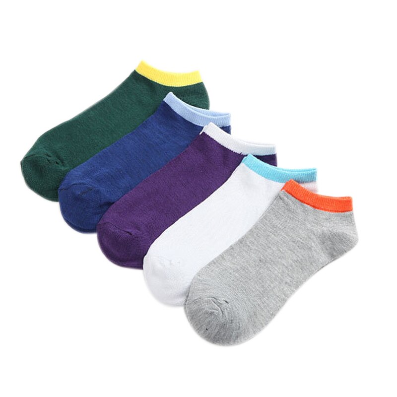 5 Pairs Spring Summer Men Socks Comfortable And Breathable Splice Color Non-slip Ankle Low Cut Sock FK88