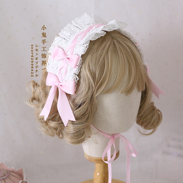 Mignon bébé dentelle nœud papillon Lolita bandeau cheveux multicolore pince à cheveux japonais doux soeur KC bandeau cheveux accessoires Cosplay: 07