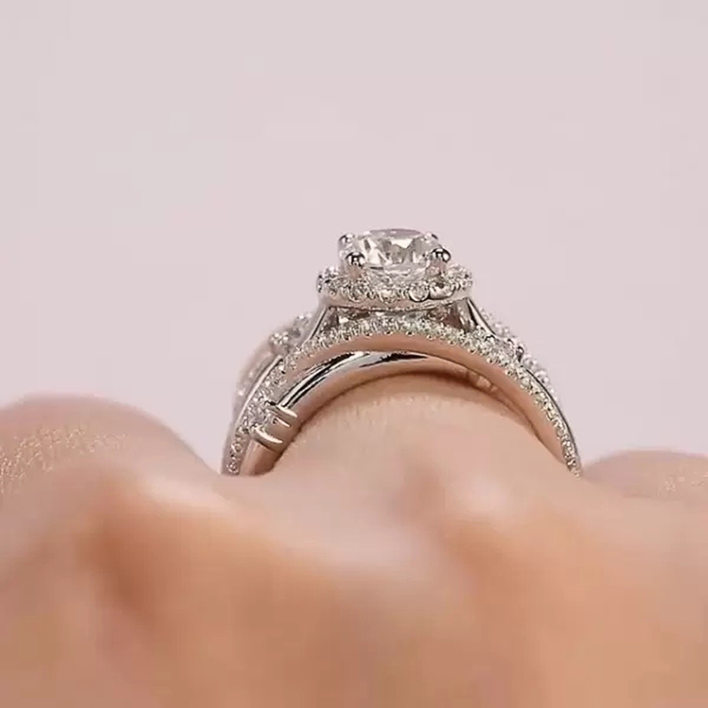 Huitan-anillos de boda de lujo para mujer, de Cruz con incrustaciones de piedras de circonia cúbica brillante, anillo de dedo femenino versátil, joyería de