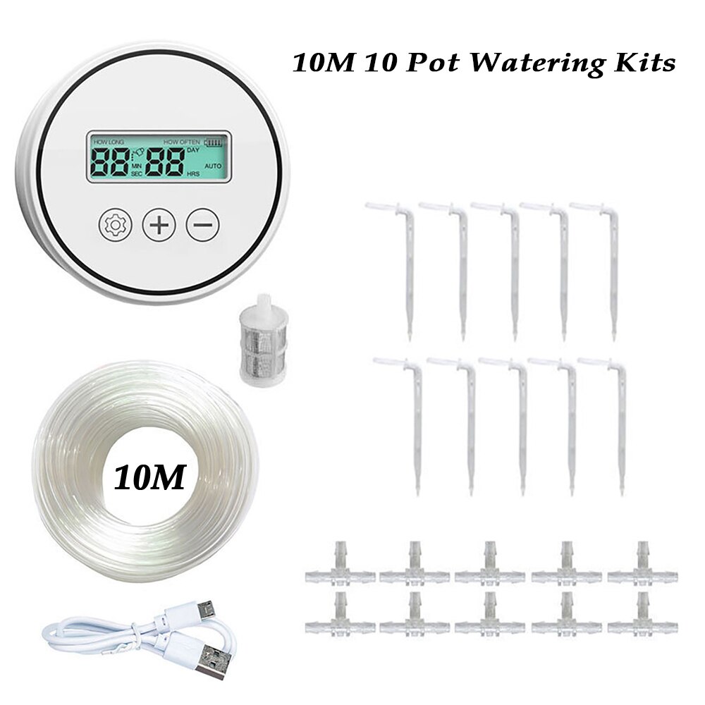 Smart Automatic Drip Irrigation Controller Watering System for Potted Plants Office Garden Home Sprinkler Drip Irrigation Device: 10M 10pot Kit