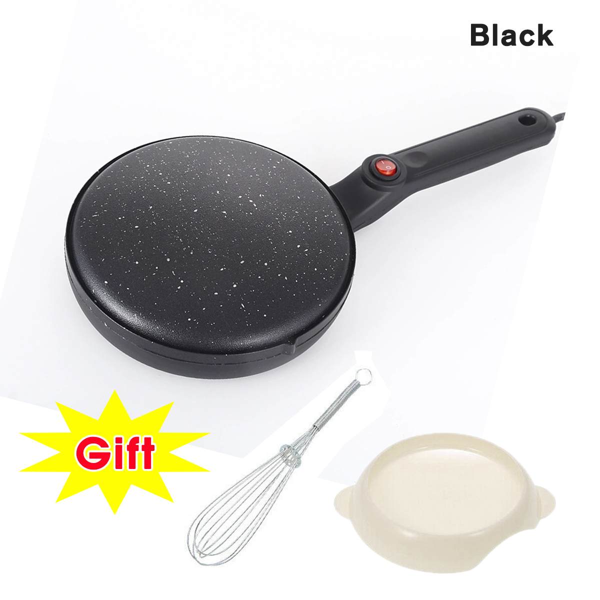 Máquina de tortitas antiadherente para hacer Pizza, plancha eléctrica de 220V y 900W para hornear Pan y pasteles, utensilios de cocina para el hogar: Amarillo