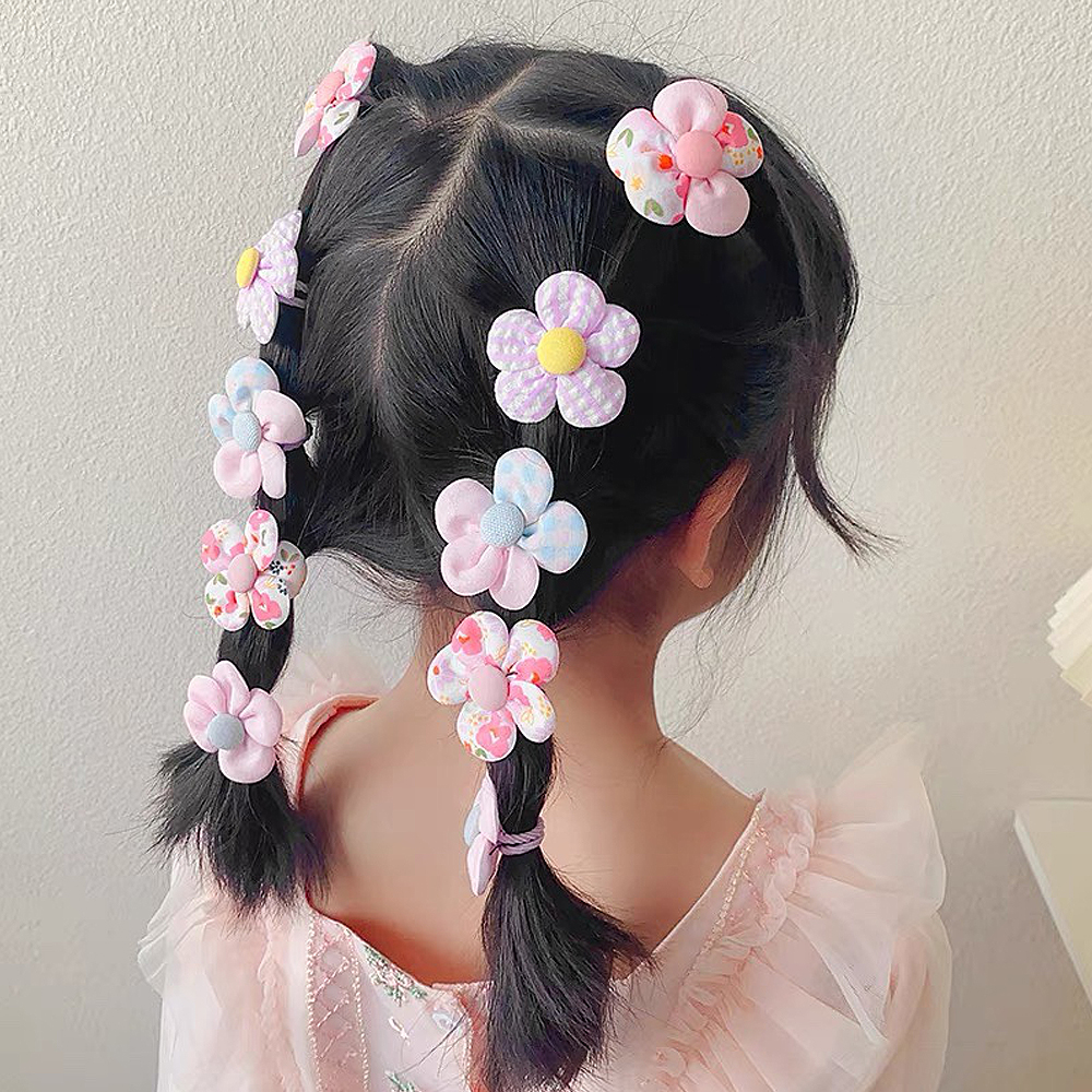 10 unids/set de lazos coloridos para el cabello con flores, coleteros elásticos, banda de goma, accesorios para el cabello de bebé para niños pequeños, niños, adolescentes y niñas