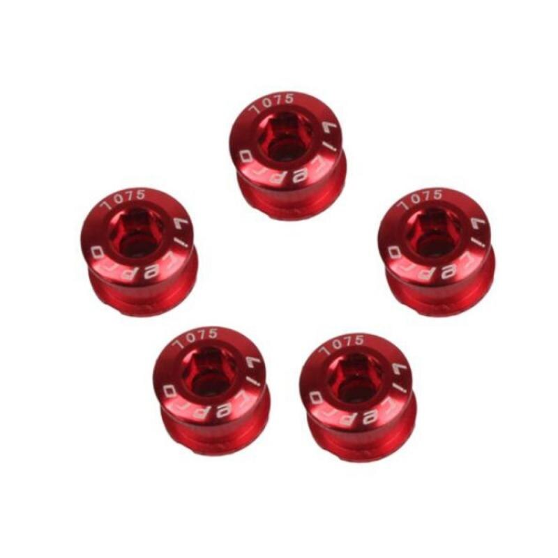 5PCS Single Chainring Bolts 7075 Aluminum Alloy M8 Crankset Single Chainwheel Bolts & Nuts Disc Screws For Road Bike MTB: 02 Red