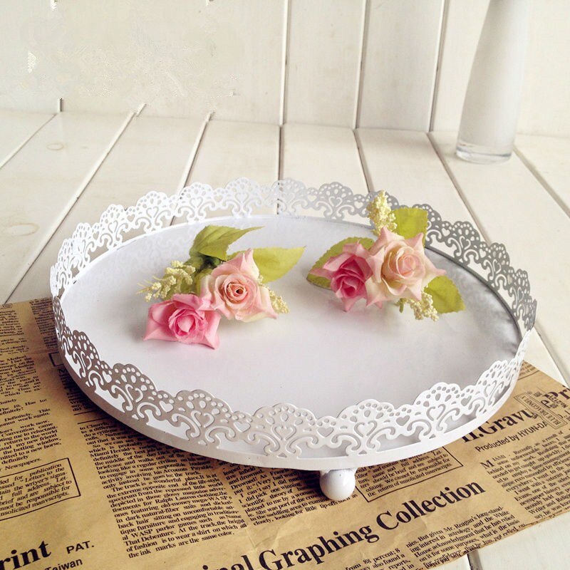 Wit Europese Bruiloft Iron Cake Cake Dessert Gebak Fruit Show Tray Thee Dessert Dessert Dienblad Lade: M round  25cm