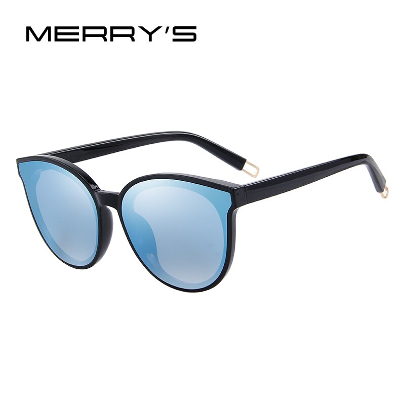 Merry's dames klassieke merk zonnebrillen vintage cat eye zonnebril s' 8094: C03 zwart blauw