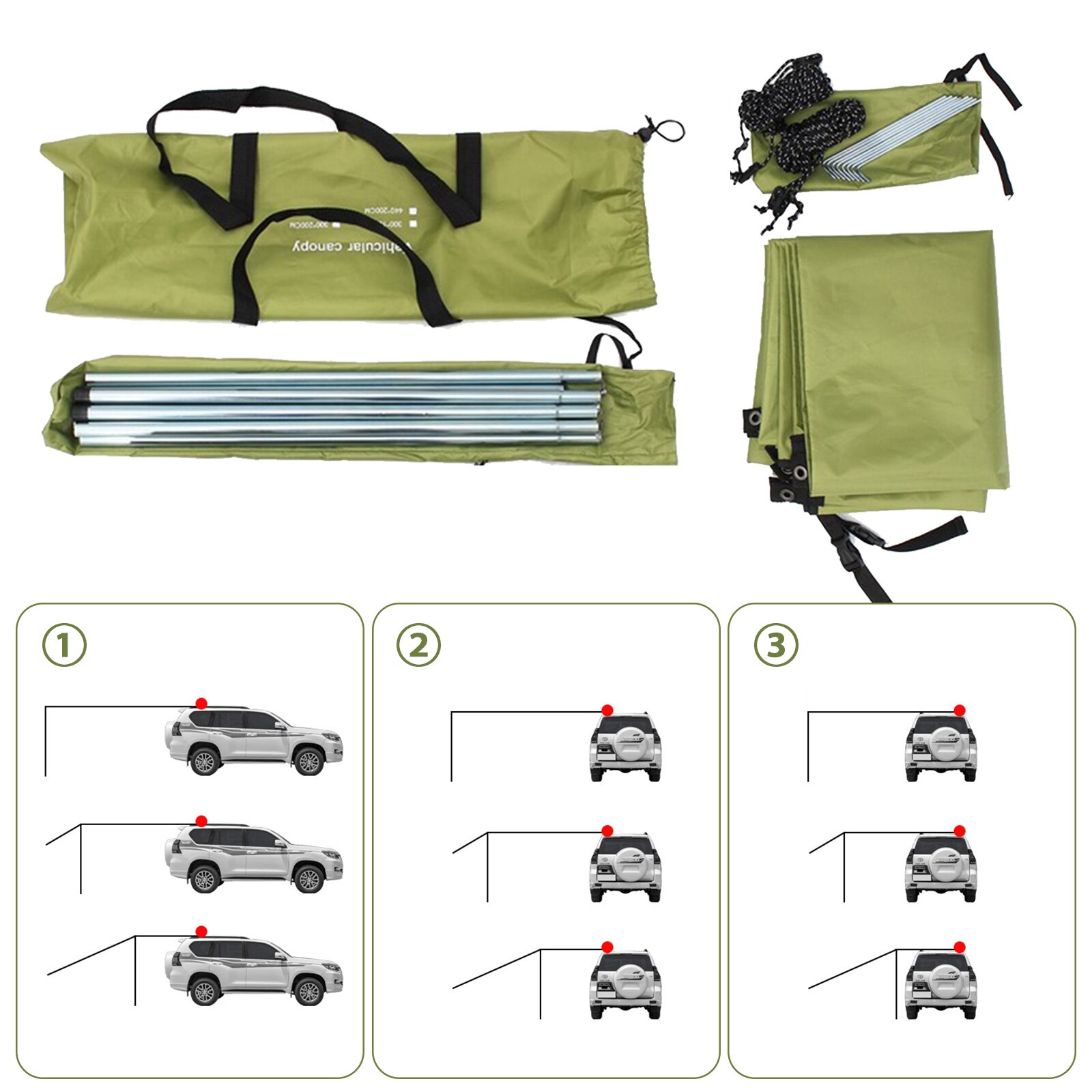 Toldo lateral para techo de coche, tienda de campaña impermeable UV portátil, toldo de lluvia para techo de automóvil, 1 Juego