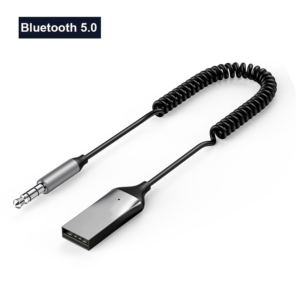 Bluetooth Aux Adapter USB To 3.5mm Jack Car Audio Music Mic Bluetooth 5.0 Handsfree Kit For Car Bluetooth Transmitter: WHITE