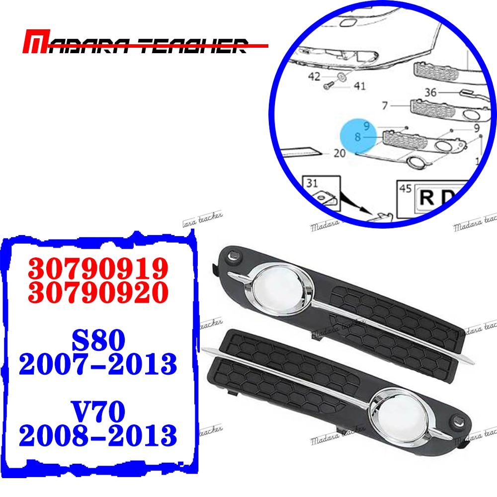 VOLVO için V70 S80 2007 2008 2009 2010 2011 2012 2013 sis işık Trim-siyah krom kalıplama 30790919 / 30790920