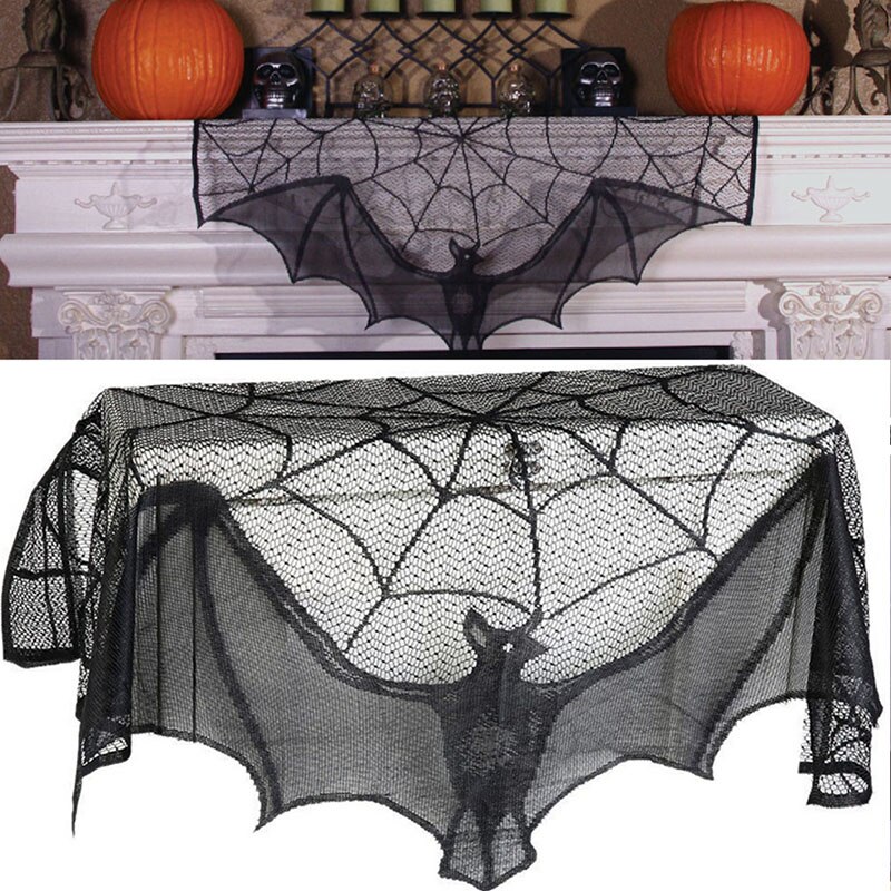 Halloween Party Black Lace Spiderweb Table Cloth Table Covers Window Hanging Horror Halloween Party Decoration