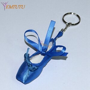 Mini llavero con zapatilla de Ballet, de Ballet, zapatos de punta de satén, llavero rosa, zapatos de baile, bolso de Ballet, cadena con abalorio, accesorio de Ballet: 7.8cm royal blue