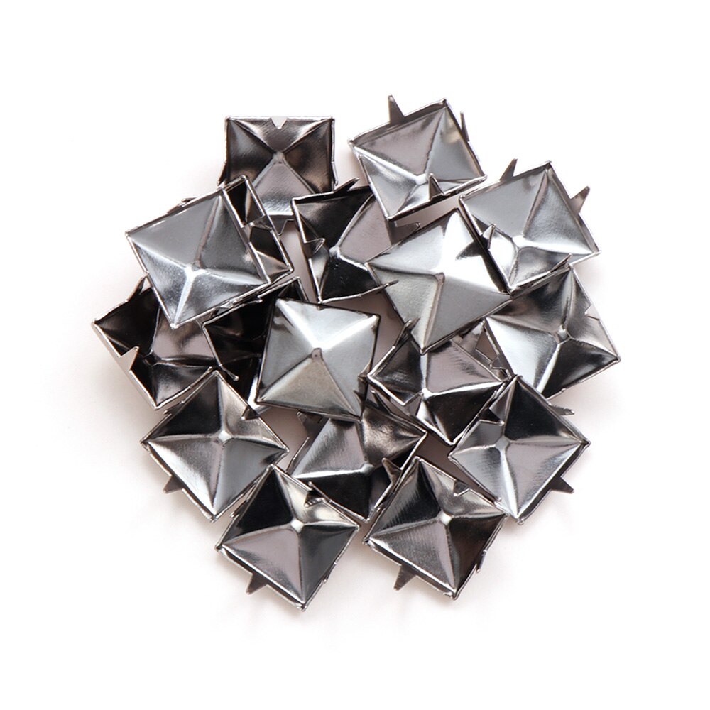 100 st 6/8/10/12mm solida nagelband nitar gör-det-själv läder hantverk fyra klor fyrkantiga spikar kläder/väska/skor metall mässing pyramid spik