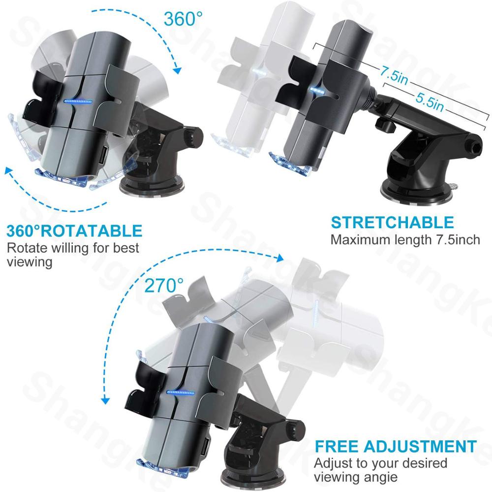 Aperto automático carregador de carro sem fio qc 3.0 qi 10 w carregamento rápido montagem do carro para o iphone 11 xs xr x samsung s10 + s9 s8 nota 9