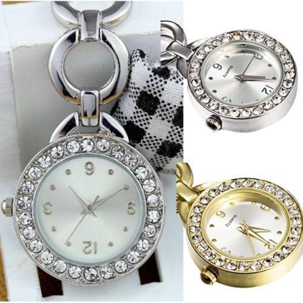 Luxury Rhinestone Round Dial Nurse Watch Brooch Pin Quartz Fob Pocket Watch