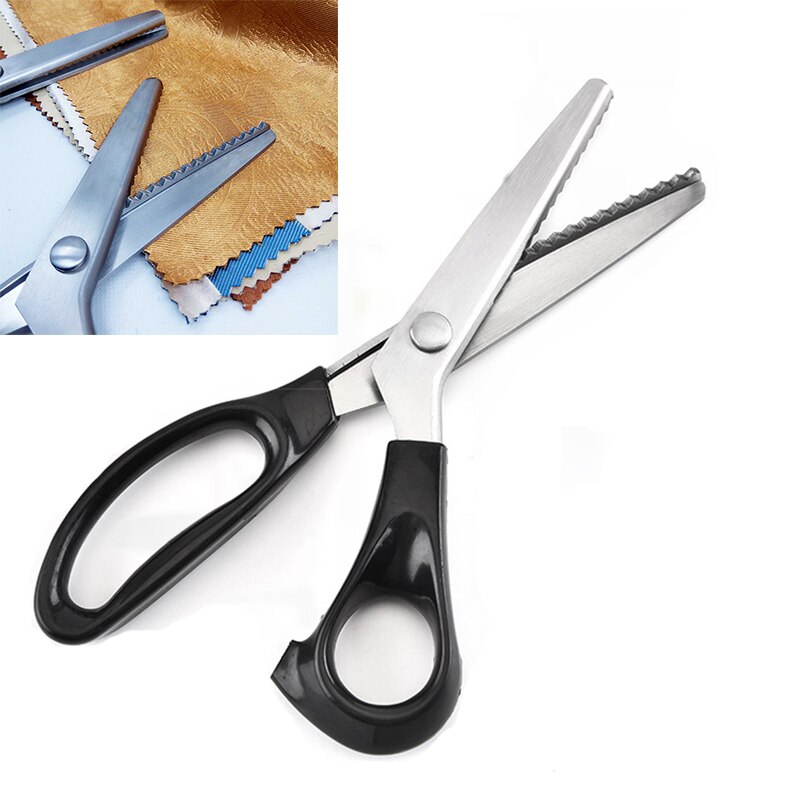 Stainless Steel Crafts Dressmaking Zig Zag Cut Scissors Sewing Scissors Fabric Pinking Shears Handled