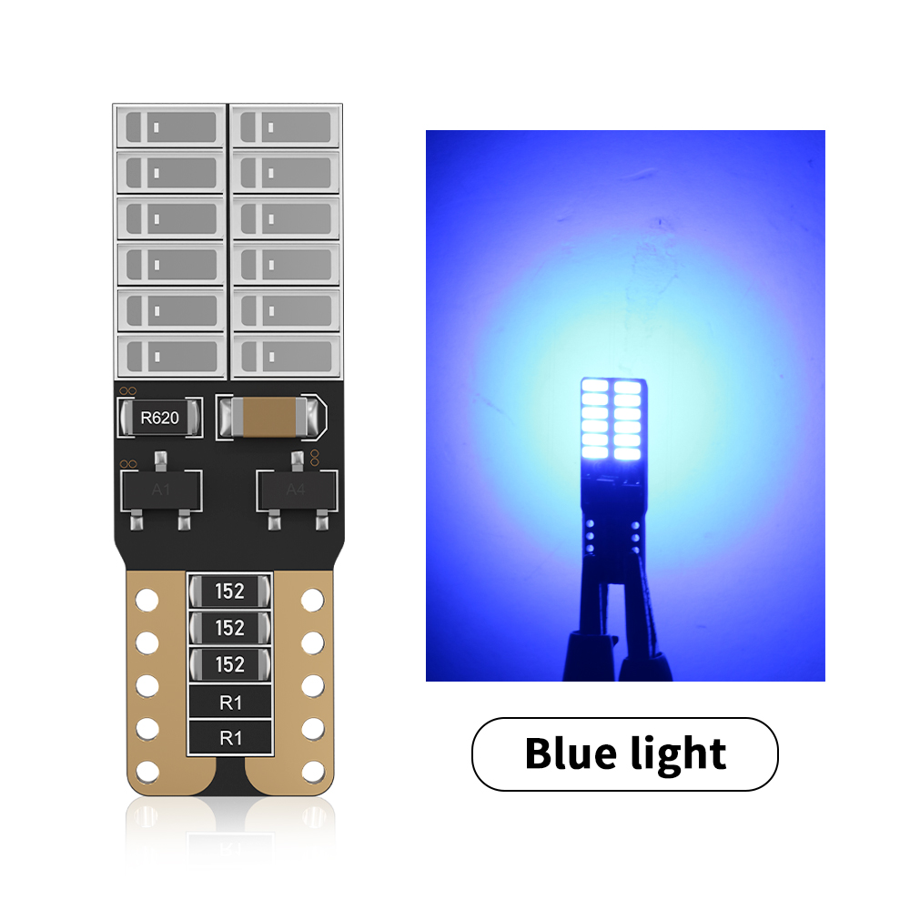 Bombilla LED para coche, luz de señal Canbus, 5 W5, T10, W5W, lámparas de marcha atrás lateral de cuña, 4014, 24 SMD, sin error, blanco, 12V, 6000K, 2 uds.: Azul oscuro
