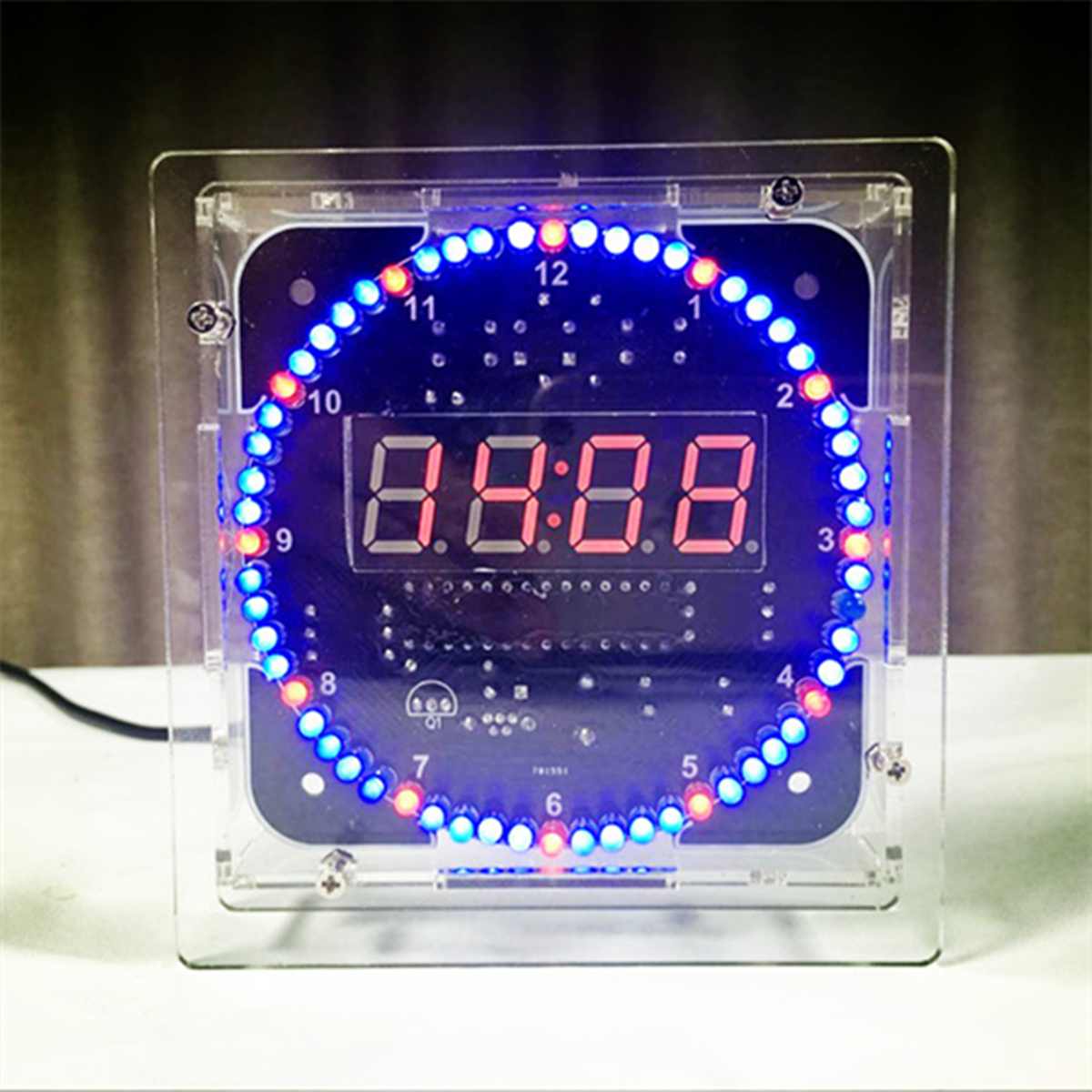 Rotating LED Electronic Temperature Display Digital Clock DIY Learning Kit Box Accessories School Supplies