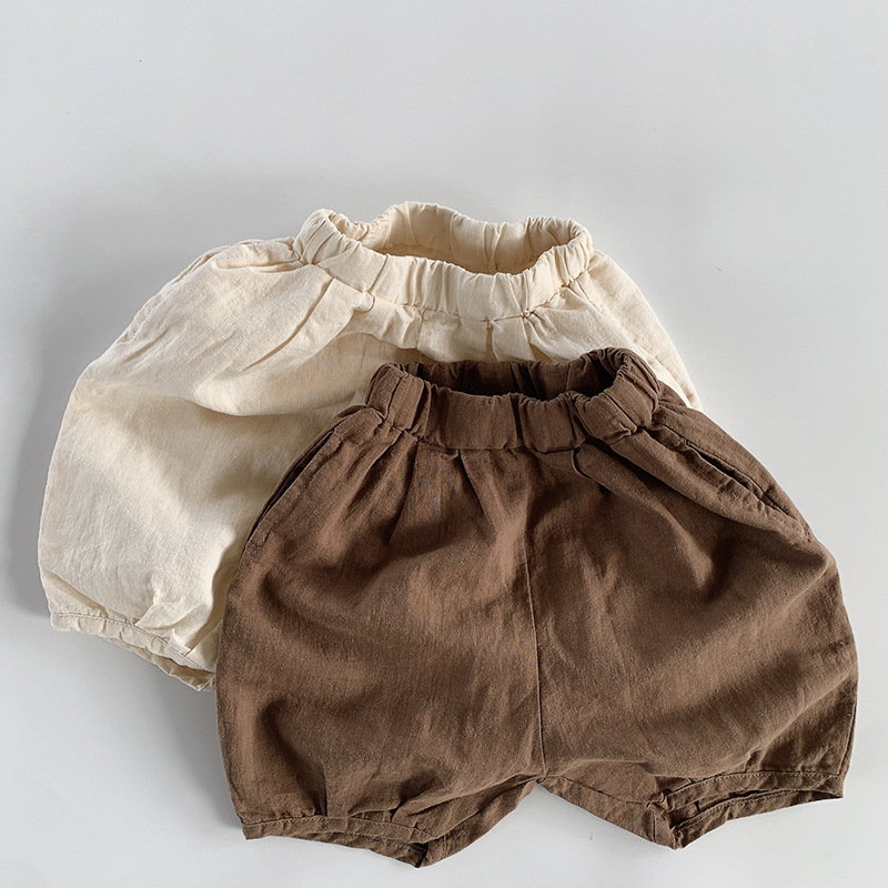 2022 Frühling Kinder lässig kurze Hose Baby Baumwolle Leinen- kurze Hose niedlich Jungen Pp Hose fest Kinder kurze Hose Mädchen lose kurze Hose