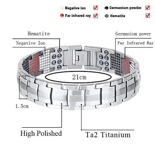 Galvani schwarz 4-IN-1 Anion Magnetische Armband 591 Elemente Titan Männer Armbänder d88