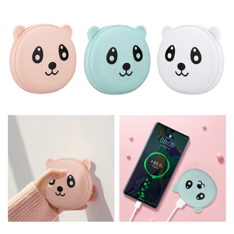 Cute Cartoon Panda Bear Winter Mini Hand Warmer 2 In 1 3600mAh Rechargeable Pocket Mobile Power Bank Reusable Electric U1JE