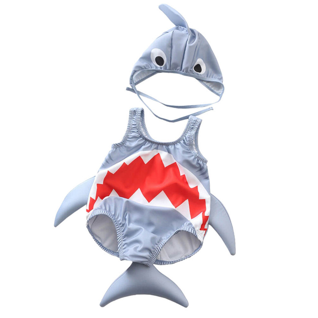 Bambino Costumi Da Bagno Per Bambini Costume Da Bagno Del Bambino Dei Ragazzi Delle Ragazze Del Fumetto del Costume Da Bagno Bikini Con Tappi di Estate Vestito di Nuoto del Bambino Della Tuta: Grigio / 80