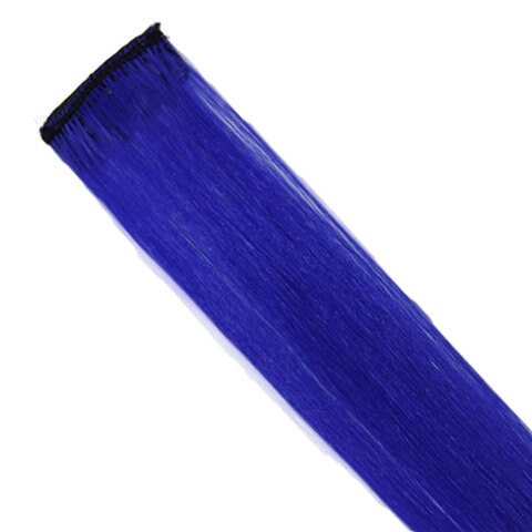 Extension synthétique longue lisse 20 pouces-Sallyhair | Postiche à pince une pièce rose jaune bleu violet pour femmes: Blue