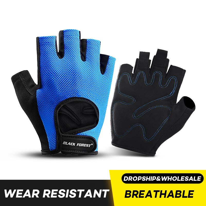 Guantes de Fitness para Gimnasio , levantamiento de pesas de potencia, mujeres, hombres, Crossfit, entrenamiento, culturismo, medio Protector de mano y dedos
