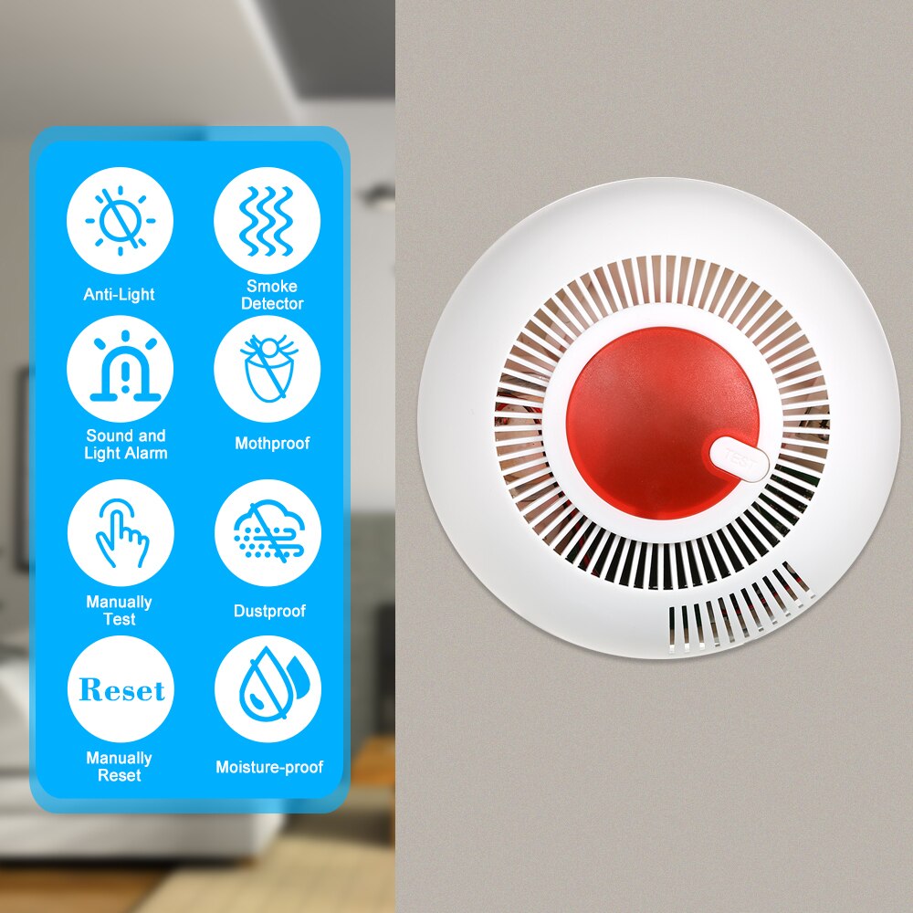 Standalone Photoelectric Smoke Alarm Wireless Alarm System Security Independent Smoke Detector Fire Protection Sensor