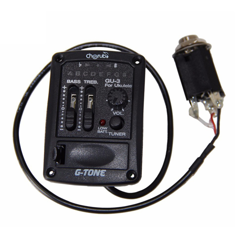 Cherub g-tone 2- band ukelele eq equalizer pickup hawaiian guitar eq med tuner pickup piezo keramisk pick-up forforstærker system