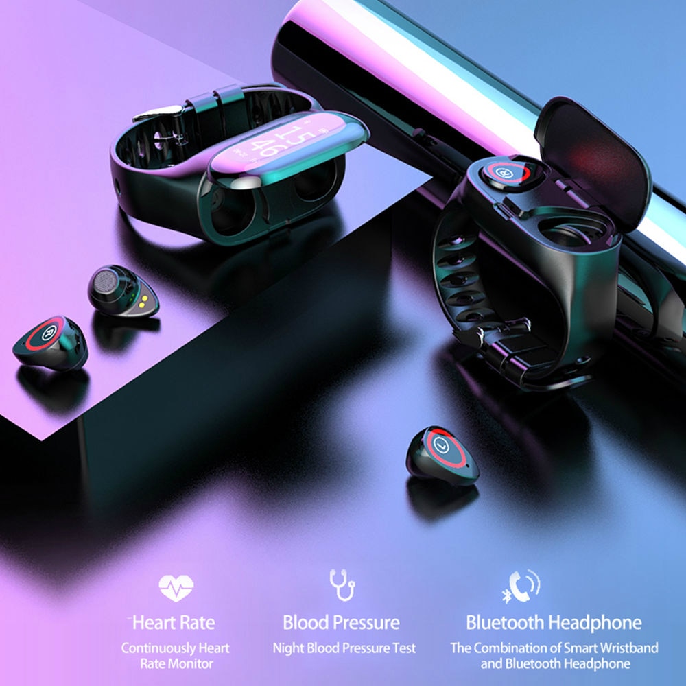 OMG ! M1 Newest AI Smart Watch With Bluetooth Earphone Heart Rate Monitor Smart Wristband Long Time Standby Sport Watch Men