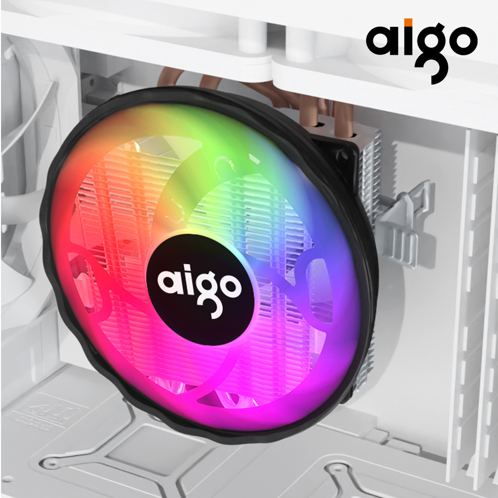 Aigo ice 400x 4 varmerør cpu-kjølervifte rgb 4- pins pwm datamaskinkabinettvifte stille intel lga 1700 1200 1150 1151 amd  am3 am4